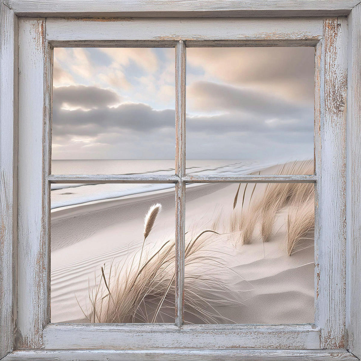 GLASBILD 50x50 cm Fenster Strand - Beige, Glas (50/50cm) - artissimo