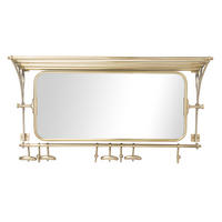 GARDEROBE aus Messing mit Spiegel und Regal 1 Tablett - 77/28/33 cm - Goldfarben, Metall (28/33/77cm) - Signature