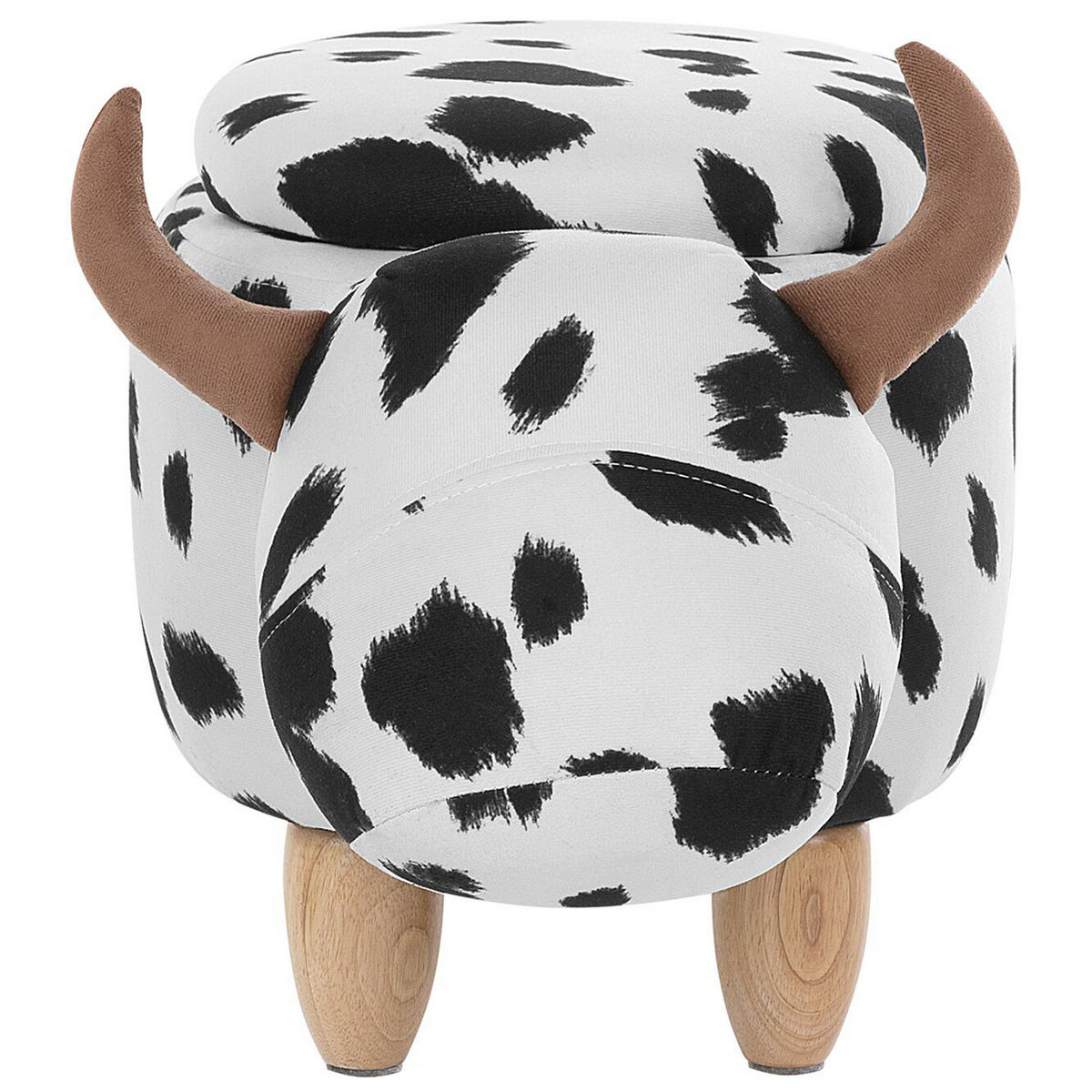 HOCKER Cow 32/60/35 cm - Schwarz, Kunststoff/Textil (60/35/32cm) - Beliani