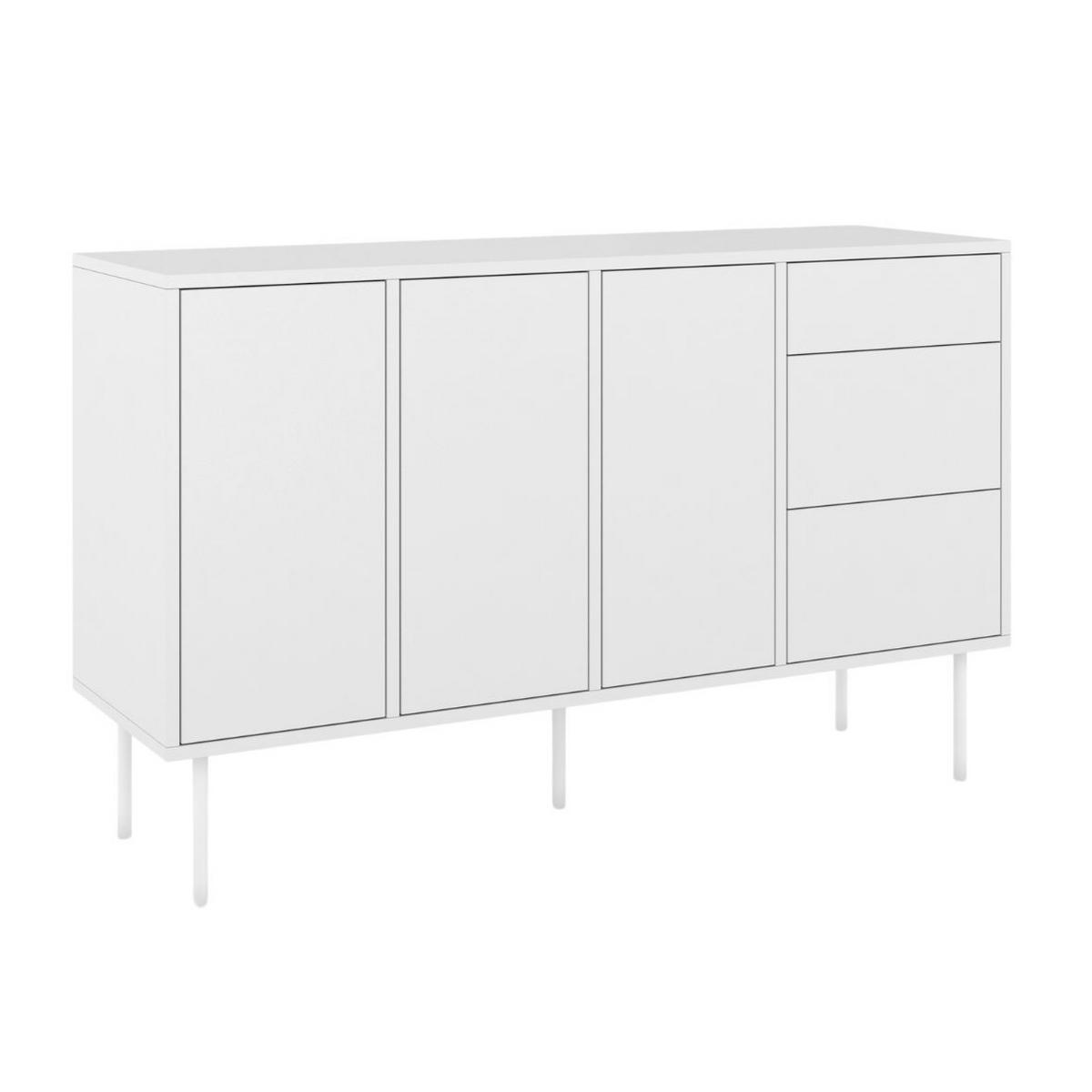 SIDEBOARD Mirka, Weiß, Push to Open System, Minimalistisch - Weiß, Holzwerkstoff/Metall (130/80/40cm) - Dancan