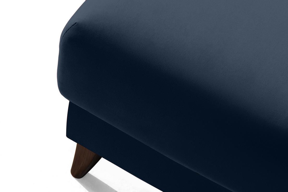 HOCKER GUSTAVO Velours, Dunkelbau - Dunkelblau, Holz/Holzwerkstoff (92/49/92cm) - KONSIMO®