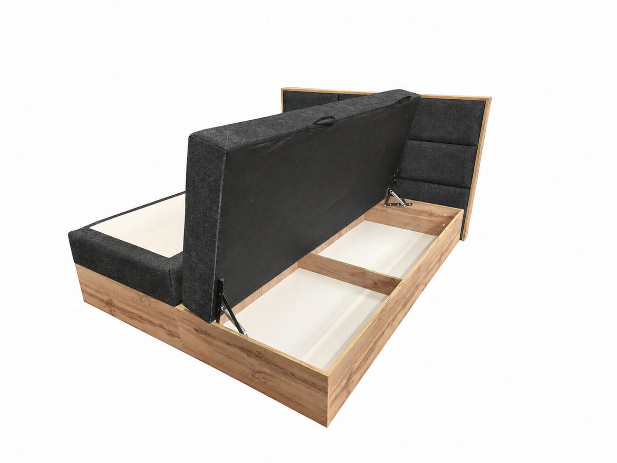 BOXSPRINGBETT Loly 140x200 cm H4 Taschenfederkern Anthrazit - Anthrazit, Textil (140/200cm) - KS Home Concept