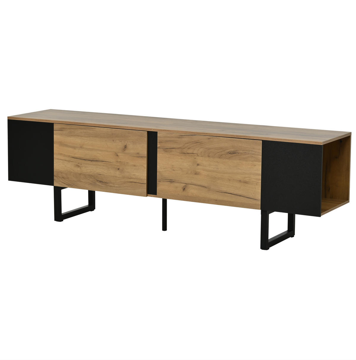 TV-ELEMENT mit 2 Türen 180 x 40 x 55 cm Holzoptik Schwarz - Braun, Holzwerkstoff (40/55/180cm) - Beauniv