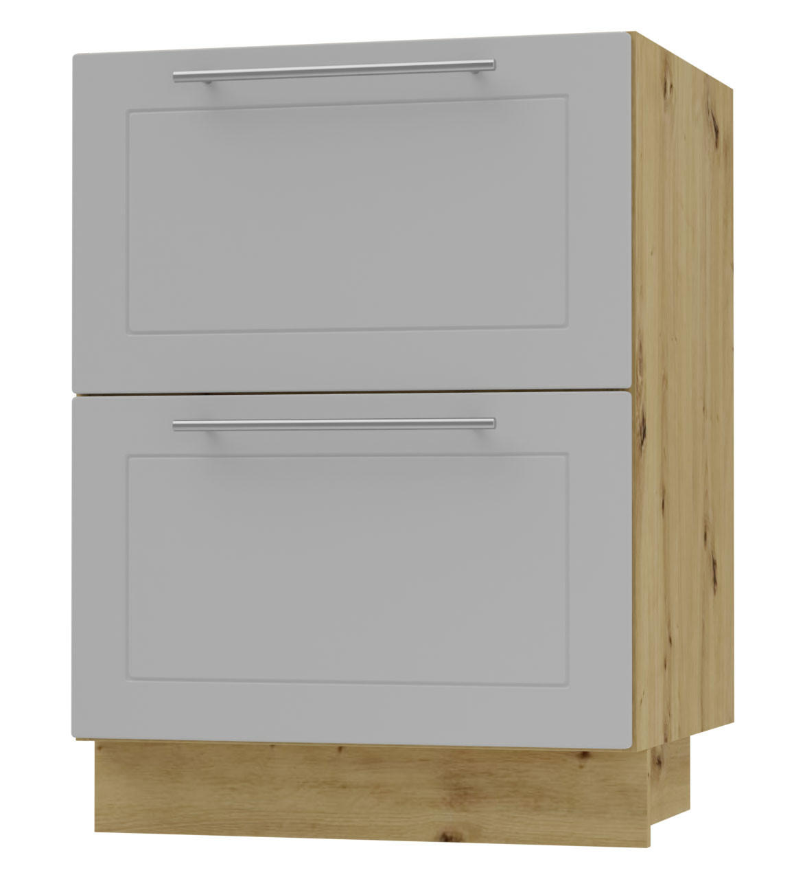 SCHUBLADENUNTERSCHRANK Bari D2/60 Eiche Artisan / RAL 7040 fenstergrau 60 / 50 / 82cm Blum Teilauszug - Eiche Artisan/Grau, Holz/Holzwerkstoff (60/82/50cm) - Feldmann-Wohnen