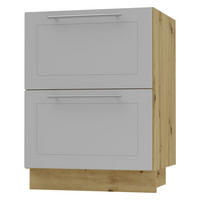 SCHUBLADENUNTERSCHRANK Bari D2/60 Eiche Artisan / RAL 7040 fenstergrau 60 / 50 / 82cm Blum Teilauszug - Eiche Artisan/Grau, Holz/Holzwerkstoff (60/82/50cm) - Feldmann-Wohnen