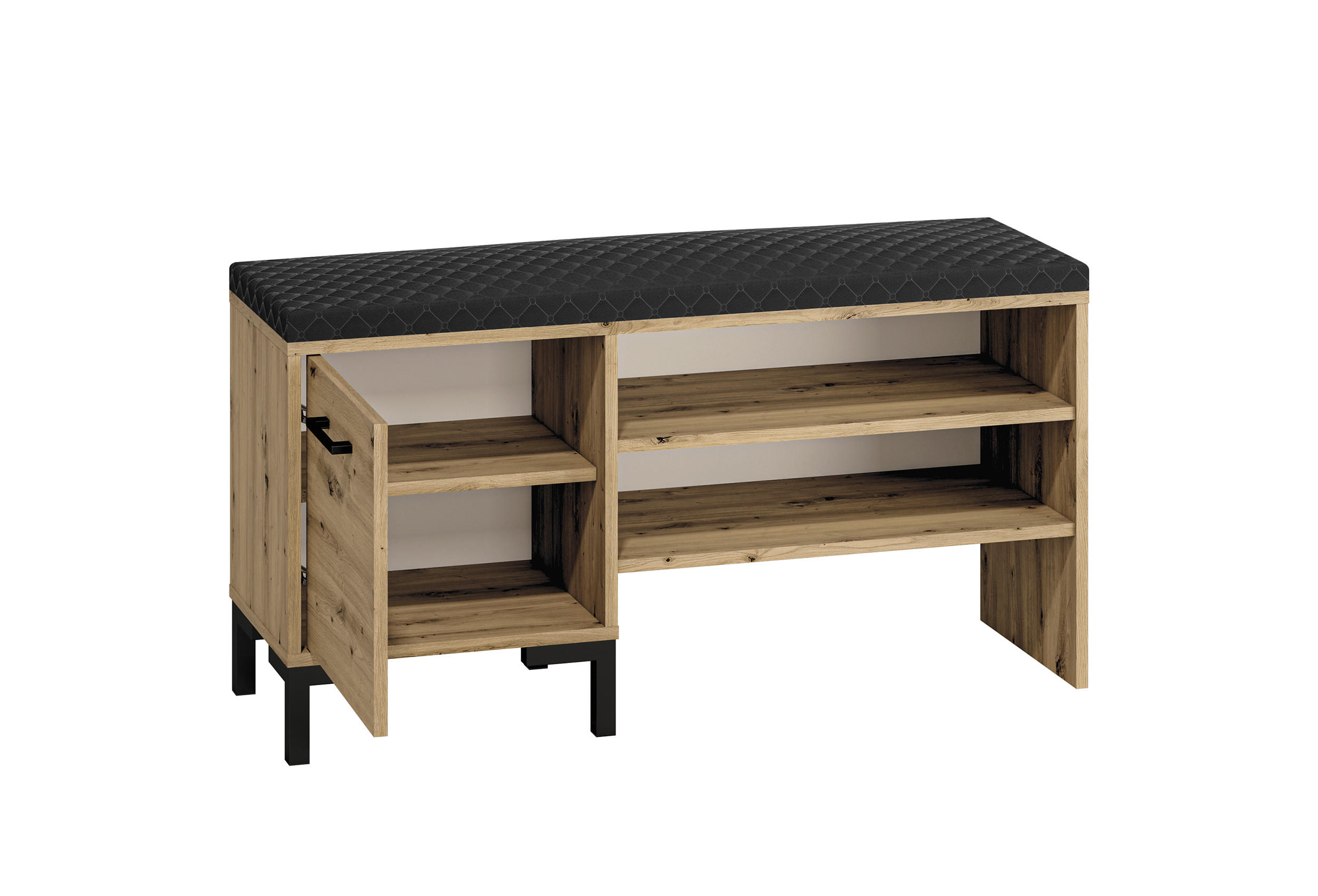 SITZBANK Nevio Artisan Eiche / schwarz 105 / 34 / 55cm - Schwarz/Eiche Artisan, Holz/Holzwerkstoff (105/55/34cm) - Feldmann-Wohnen