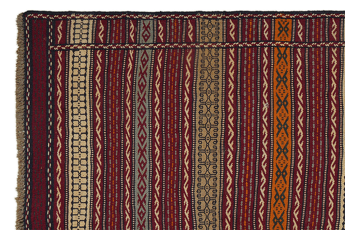 HANDWEBTEPPICH Kelim Kordi Mehrfarbig 199/147 cm Schurwolle - Multicolor, Textil (147/199cm) - Looma