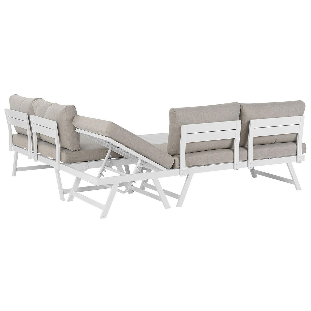 LOUNGE SET 5-Sitzer modular weiß Auflagen taupe Coccorino - Taupe/Weiß, Metall - Beliani