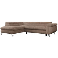 ECKSOFA PEDRO L Braun Cord - Links Seite - Schwarz/Braun, Textil/Metall (208/273cm) - MKS