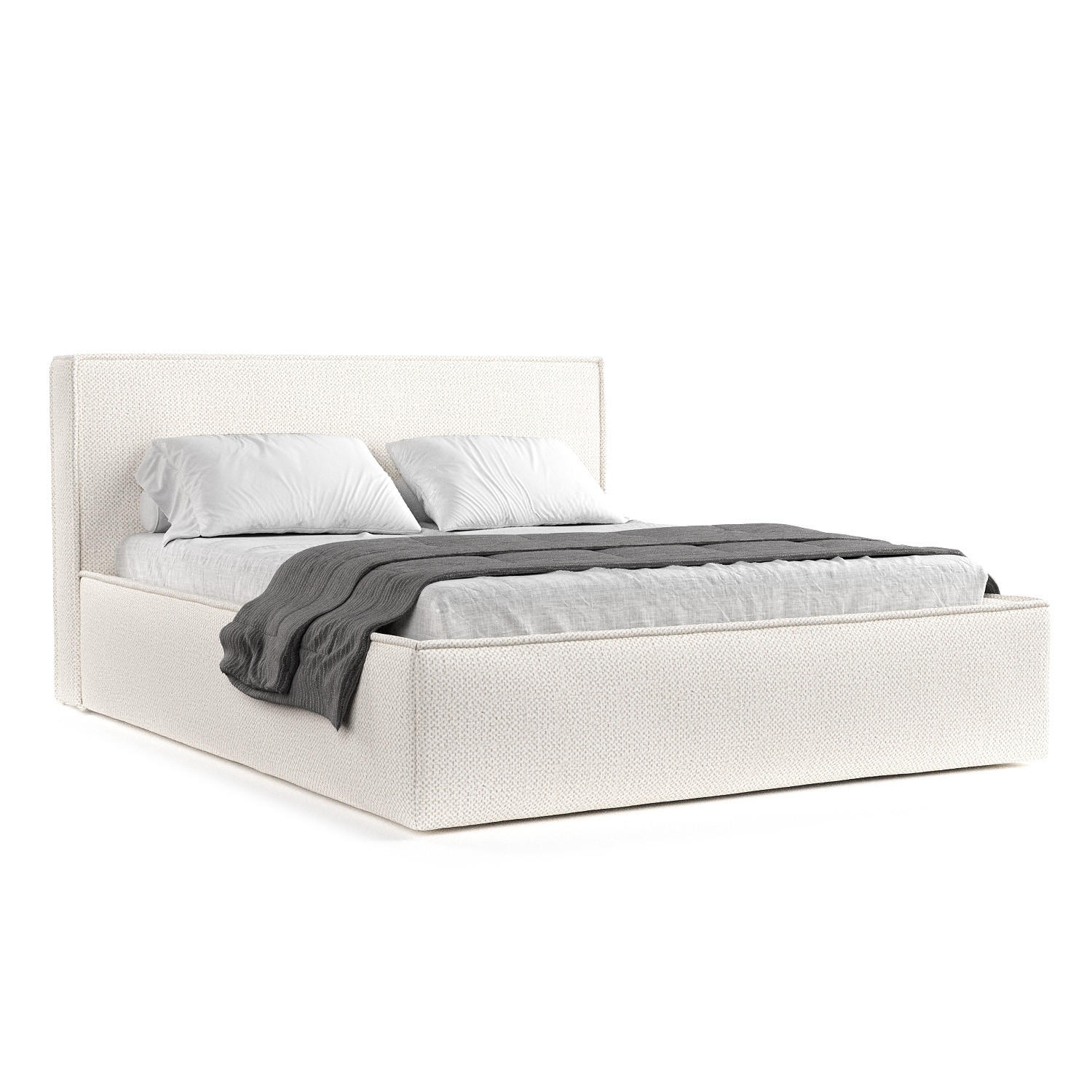 POLSTERBETT Lounge Creme 200/200 cm im Chenille-Stoff - Creme/Schwarz, Holz/Holzwerkstoff (200/200cm) - Maison de Reve