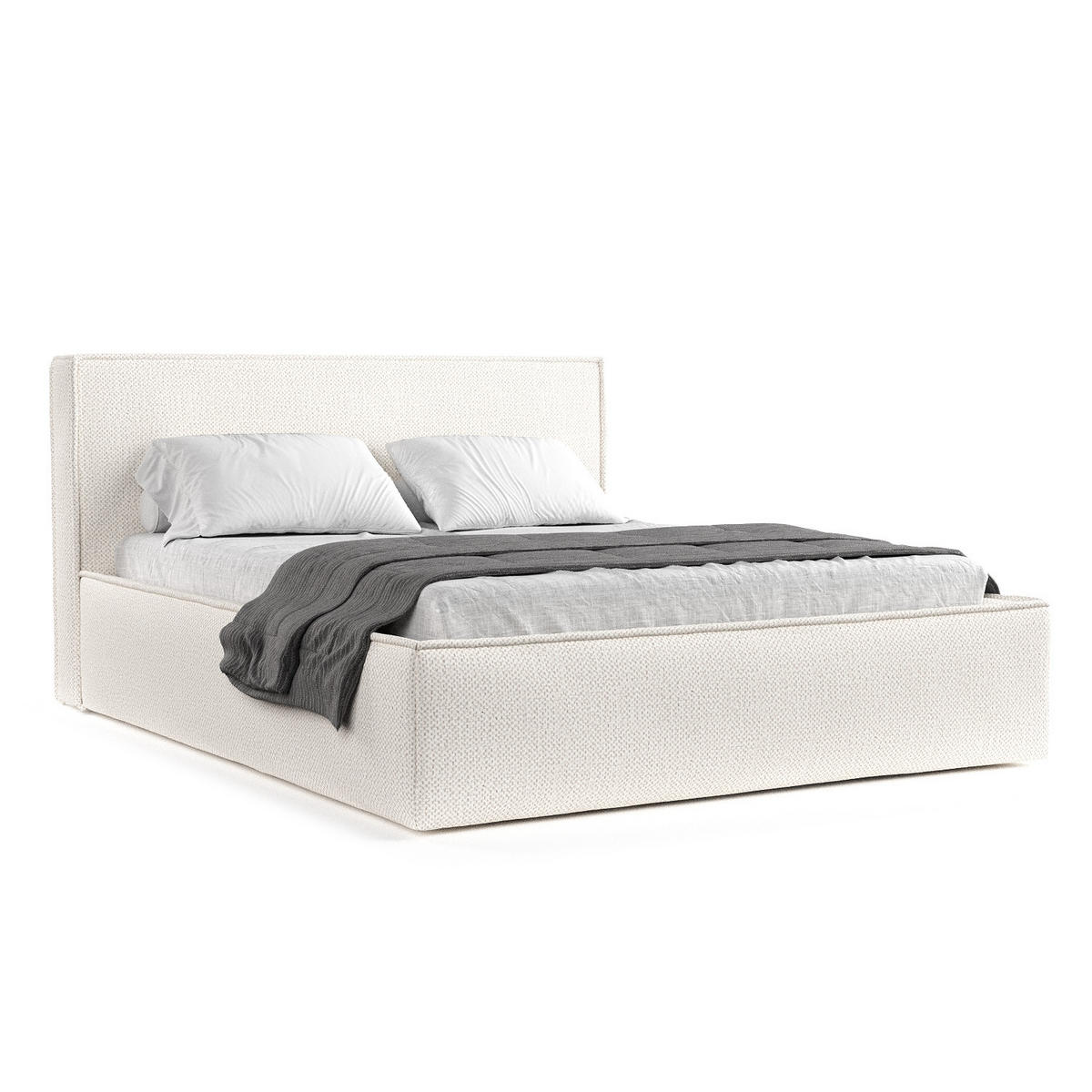 POLSTERBETT Lounge Creme 160/200 cm im Chenille-Stoff - Creme/Schwarz, Holz/Holzwerkstoff (160/200cm) - Maison de Reve