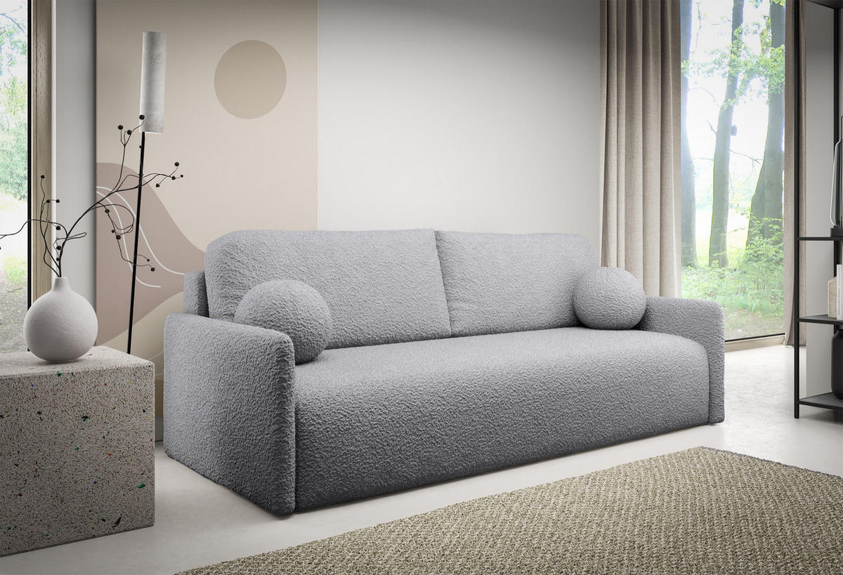 SOFA Glove Grau mit Bouclé-Bezug - Grau, Kunststoff/Textil (206/95/87cm) - Selsey