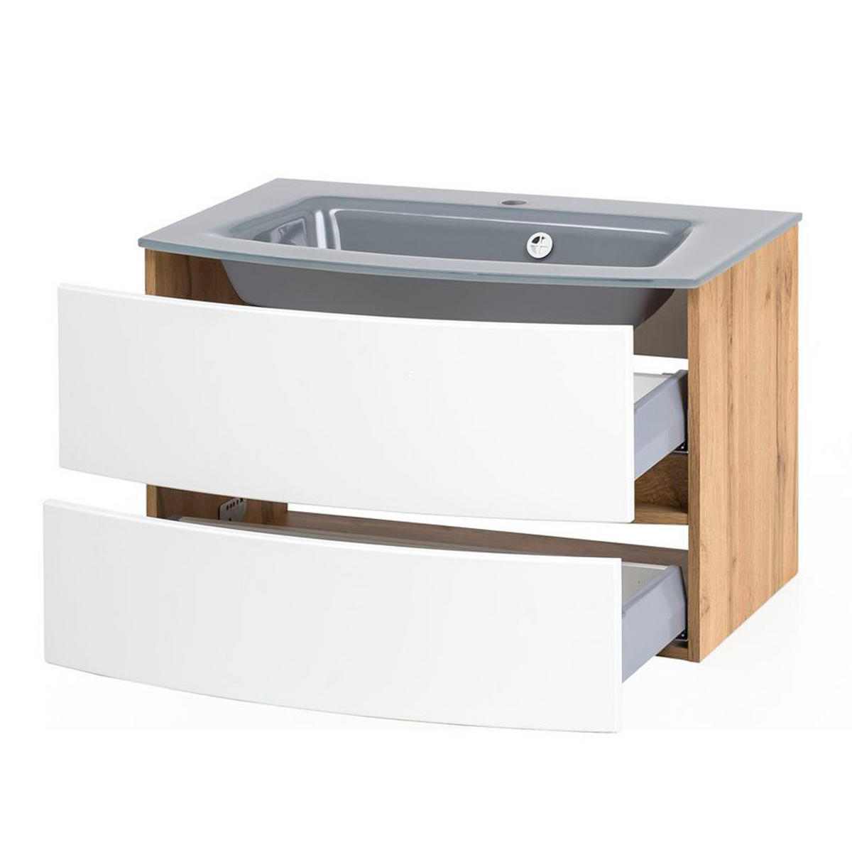 BADMÖBEL-SET 3-TLG. Lauria-03 - Weiß, Holzwerkstoff (135/200/49cm) - Lomado