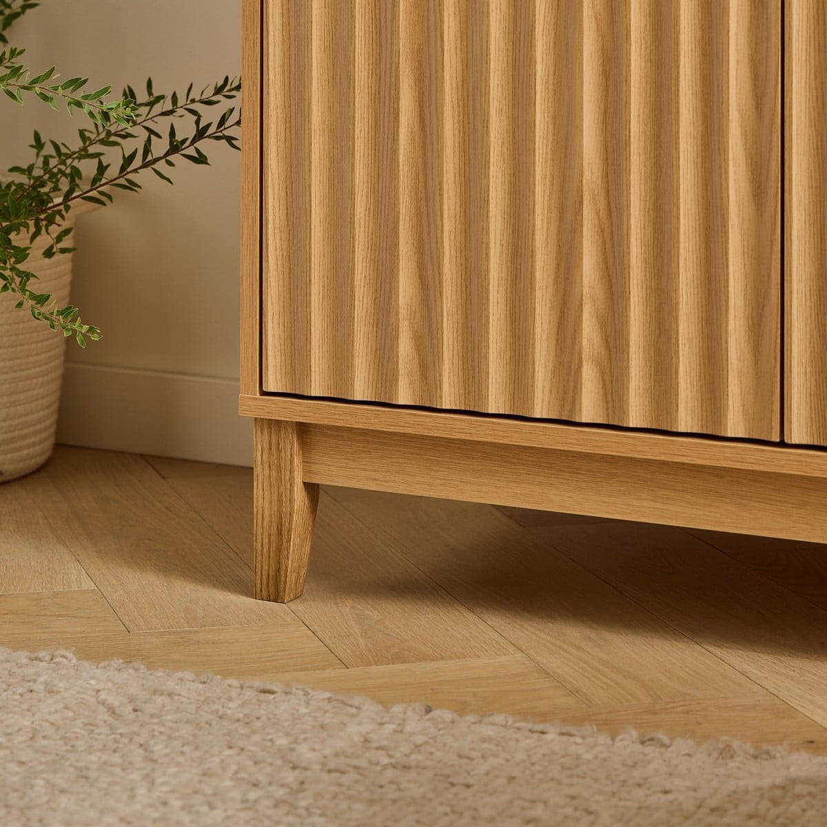 SIDEBOARD mit 2 Türen und geriffelten Fronten bologne 40/72/80 cm - Eschefarben, Holzwerkstoff (40/72/49.5cm) - Calicosy