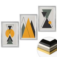 WANDBILDER 3er Set - 40x60 cm Silberner Rahmen - Abstrakte geometrische Formen - Silberfarben, Kunststoff (40/60cm) - ArtPrintCave