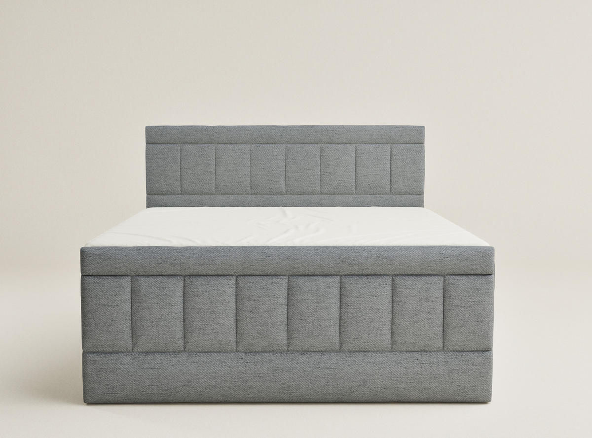 BOXSPRINGBETT Caya 140/200 cm, in Grau, Bettkasten, Matratze, Topper - Schwarz/Grau, Holz/Holzwerkstoff (140/200cm) - Maison de Reve