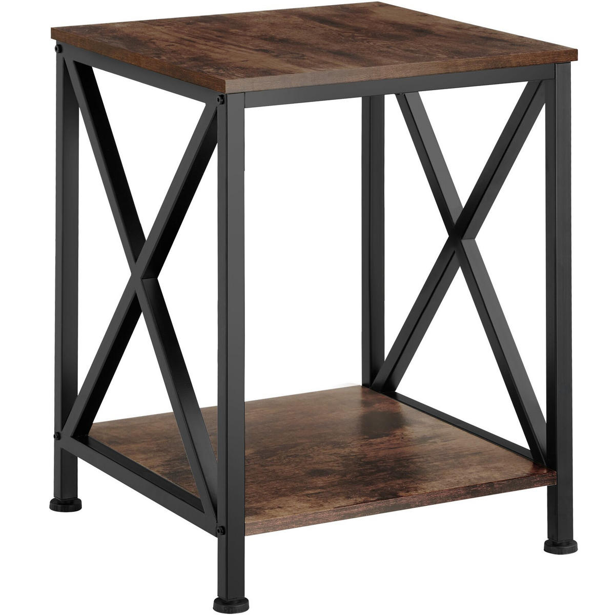 BEISTELLTISCH Carlton,40,5 x 40,5 x 52,5 cm,Industrial Holz dunkel, rustikal - Rostfarben, Holzwerkstoff (40.5/40.5/52.2cm) - tectake