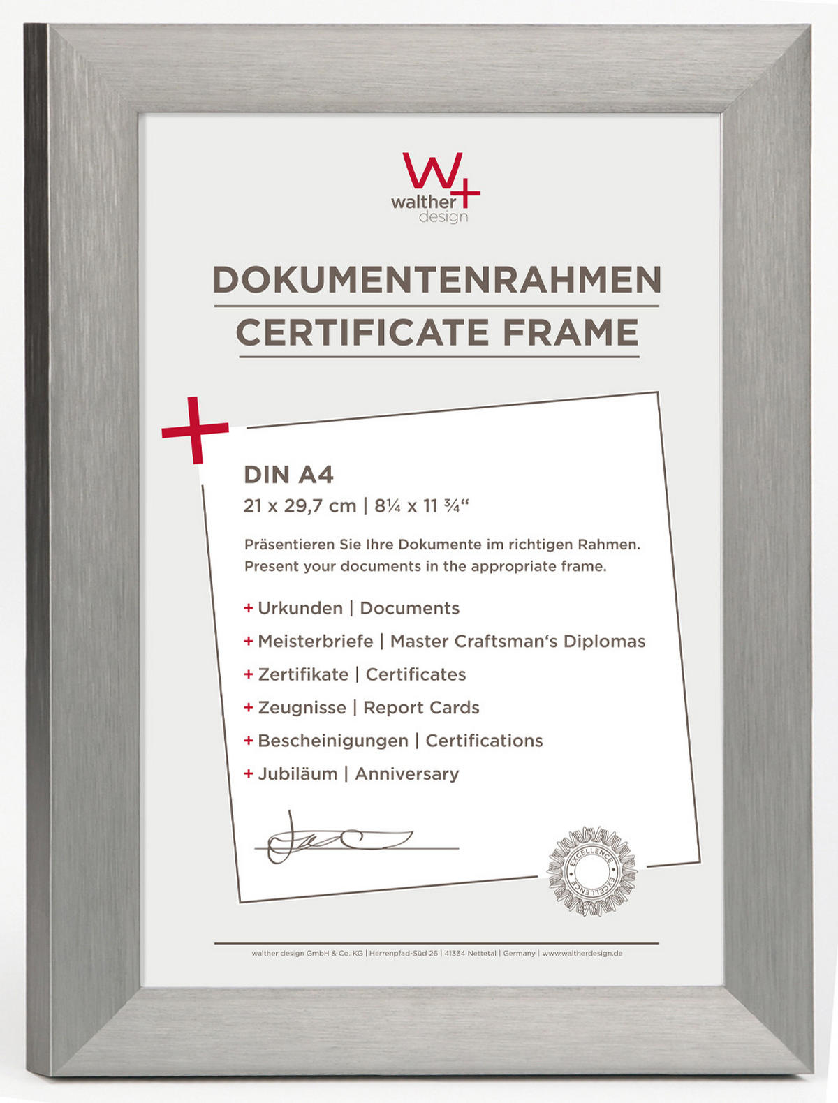 BILDERRAHMEN Aluline 21x29,7 cm, Stahl - Edelstahlfarben, Metall (25.9/34.6/1.5cm) - walther design