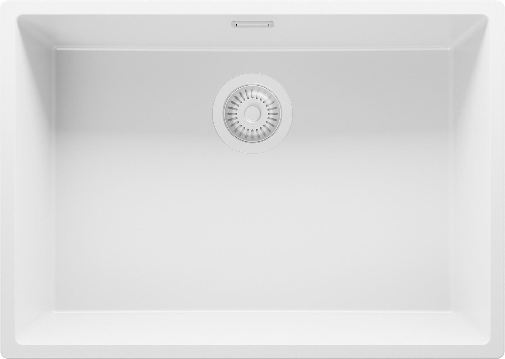 UNTERBAUSPÜLE GRANIT London, 2-er set Alles Weiß 66/47 cm 1 Becken + Ablauf-Set ab 70er Unterschrank - Weiß, Kunststoff (66/20/47cm) - Primagran