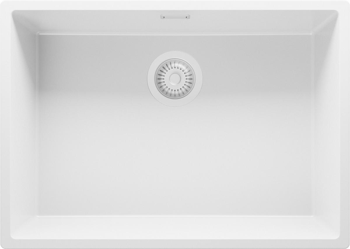 UNTERBAUSPÜLE GRANIT London, 2-er set Alles Weiß 66/47 cm 1 Becken + Ablauf-Set ab 70er Unterschrank - Weiß, Kunststoff (66/20/47cm) - Primagran