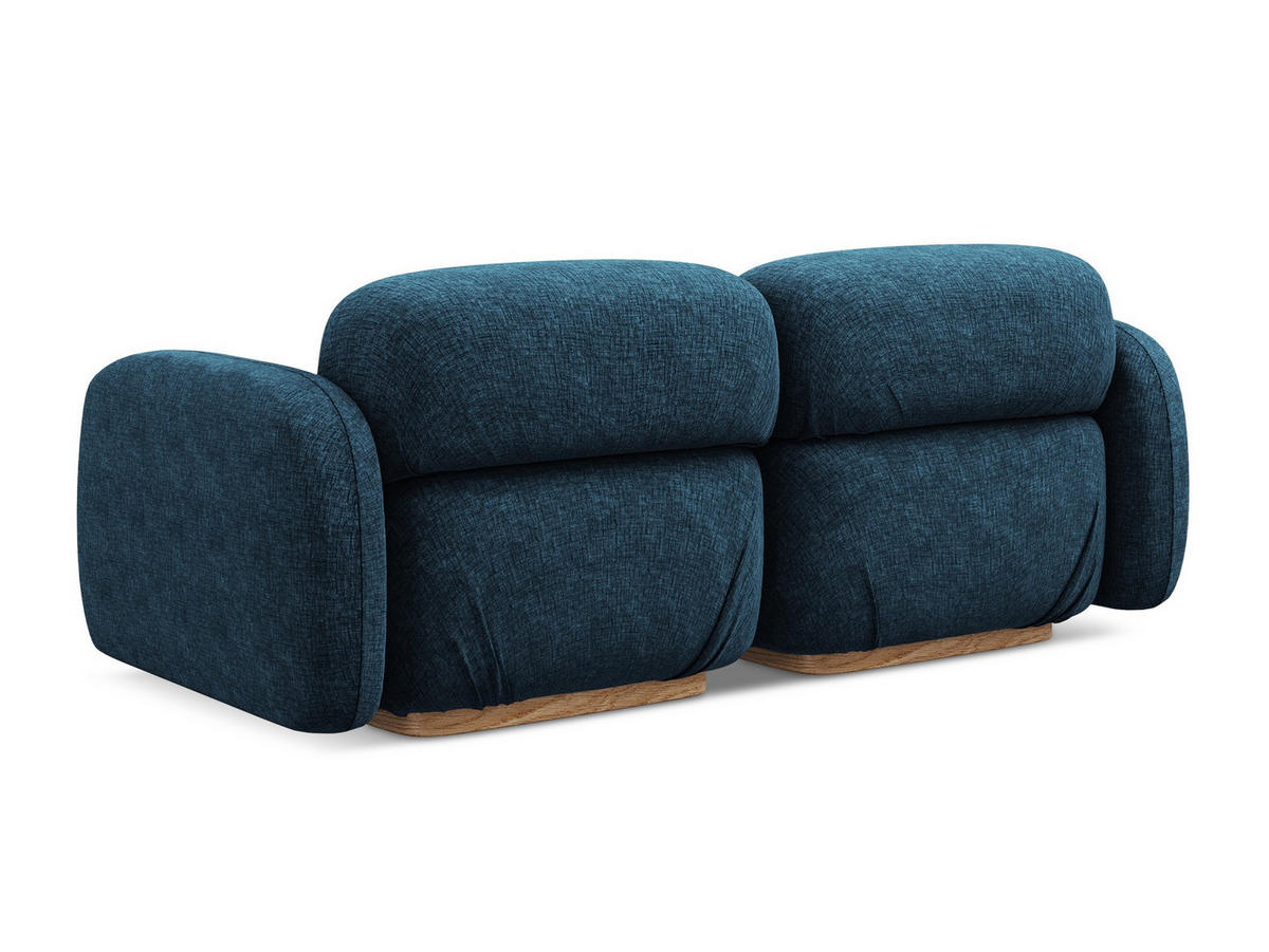 3-SITZER SOFA Chenille Stoff Blau - Blau/Braun, Holz/Textil (190/73/95cm) - Makamii