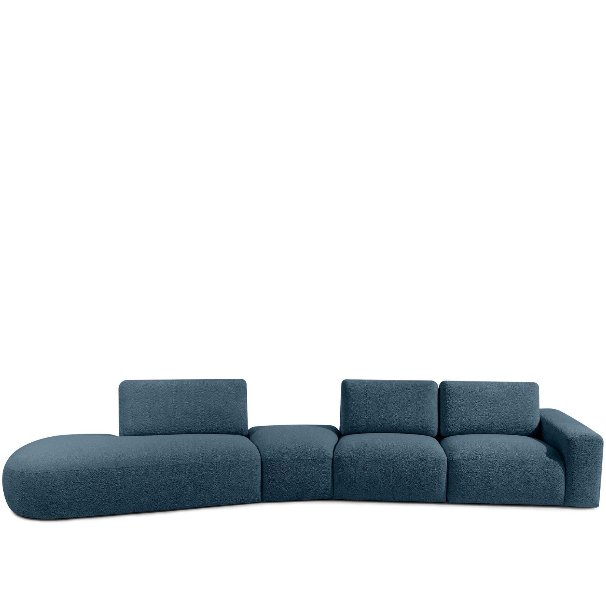 5-SITZER ECKSOFA ZUCCO Boucle links, Nachtblau - Dunkelblau, Textil (430/84/105cm) - KONSIMO®