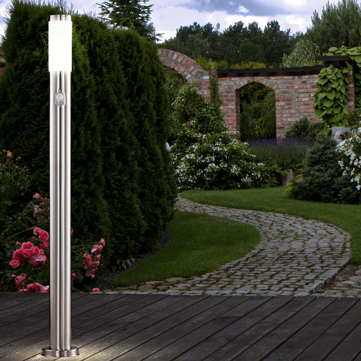 LED STEHLAMPE Edelstahl Silber - Silberfarben, Metall (12.7/12.7/110cm)