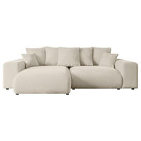 ECKSOFA mit Schlaffunktion und Bettkasten ESKAR-L 256x165x84cm Beige Velours - Beige/Schwarz, Holzwerkstoff/Kunststoff (165/256cm) - ALTDECOR