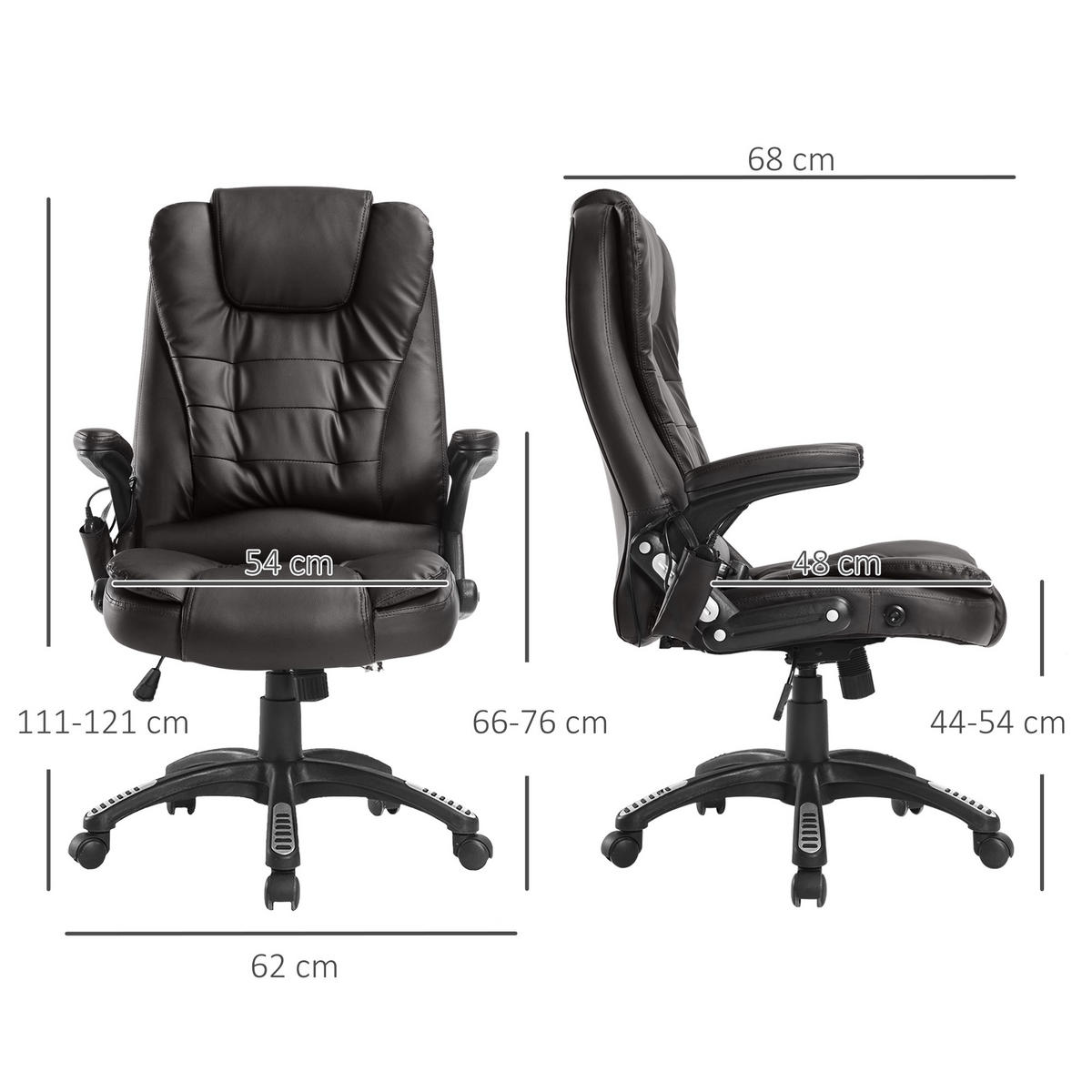MASSAGESESSEL Bürostuhl Drehstuhl mit Wärmefunktion Chefsessel Bürosessel - Schwarz/Braun, Kunststoff (68/121/62cm) - HOMCOM