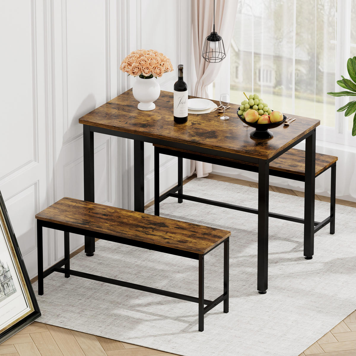 ESSGRUPPE DE-39327 4-teilig, mit 2 Bänken Braun - Braun, Holzwerkstoff (110/75/60cm) - ComfortXL