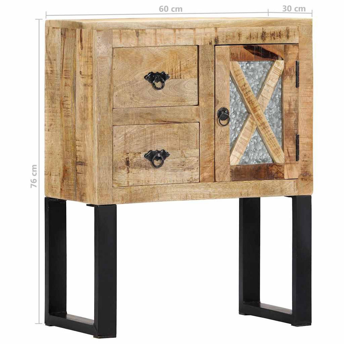 SIDEBOARD 60/30/76 Cm Massivholz Mango - Braun, Holz (30/76/60cm) - vidaXL