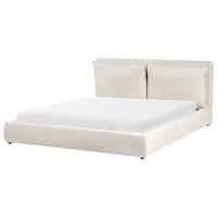 BETT mit Lattenrost 180/200 cm Hellbeige Bajonna - Beige/Schwarz, Textil (180/200cm) - Beliani