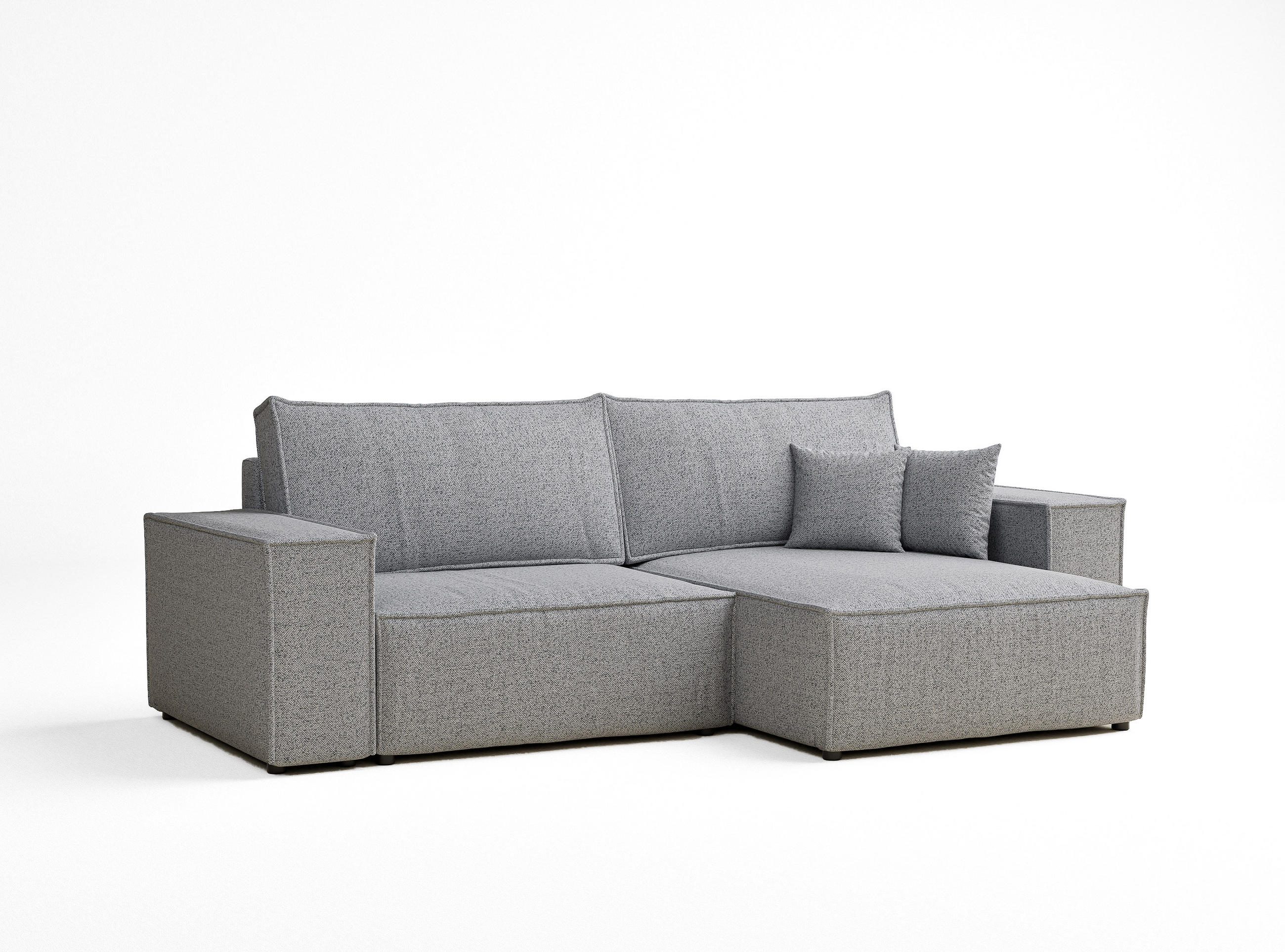 ECKSOFA MIT SCHLAFFUNKTION Zaya Hellgrau Webstoff - Hellgrau/Schwarz, Holz/Holzwerkstoff (255/148cm) - Maison de Reve