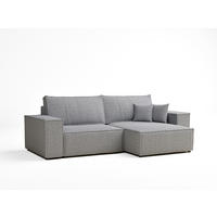 ECKSOFA MIT SCHLAFFUNKTION Zaya Hellgrau Webstoff - Hellgrau/Schwarz, Holz/Holzwerkstoff (255/148cm) - Maison de Reve