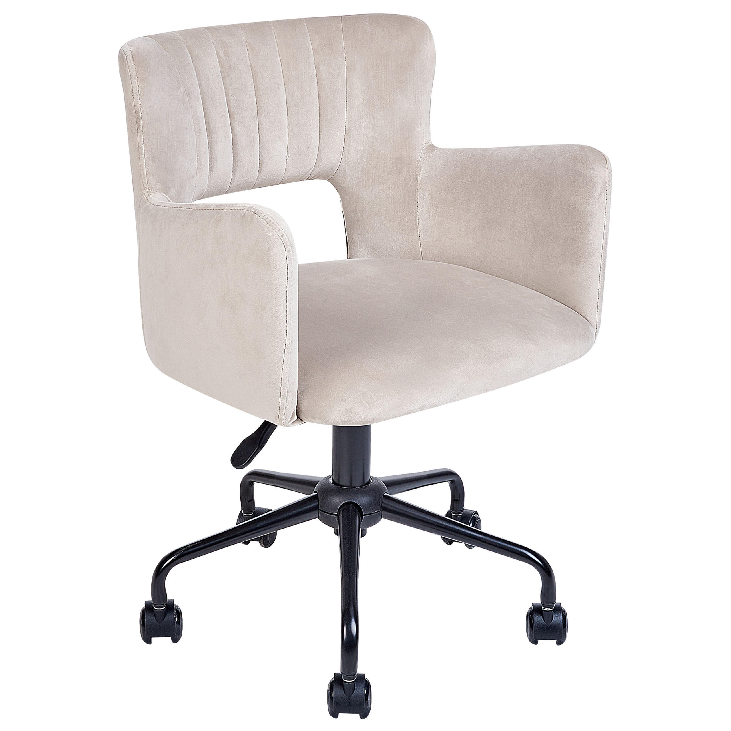 BÜROSTUHL Samtstoff Beige Sanilac - Beige, Textil/Metall (62/79/62cm) - Beliani