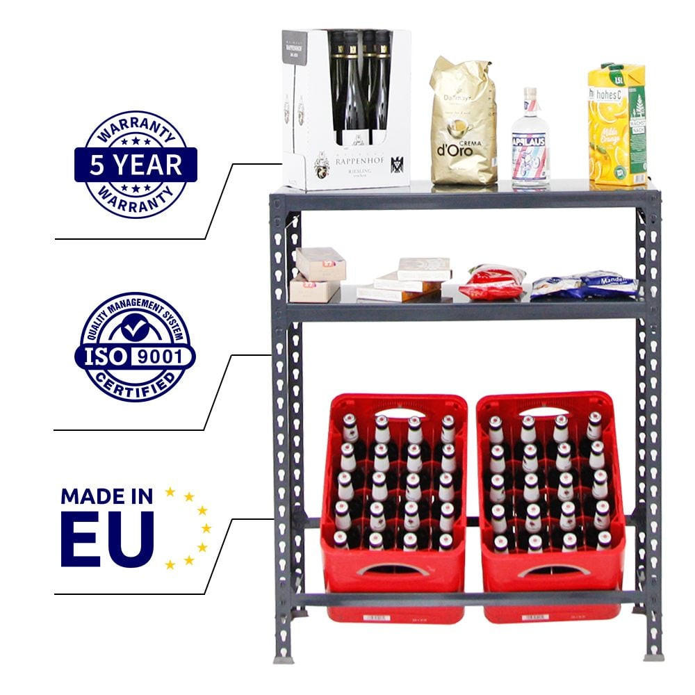 Thumbnail - Proregal Getränkekistenregal, Anthrazit, Metall, 100x100x30 cm, Küchen, Küchenmöbel, Küchenregale