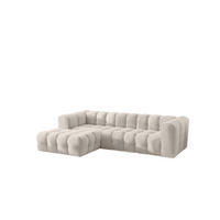 ECKSOFA L-form BALOO L, Chenille-Stoff Moly, Ecru, Links - Ecru, Holz (280/193cm) - Kaiser Möbel