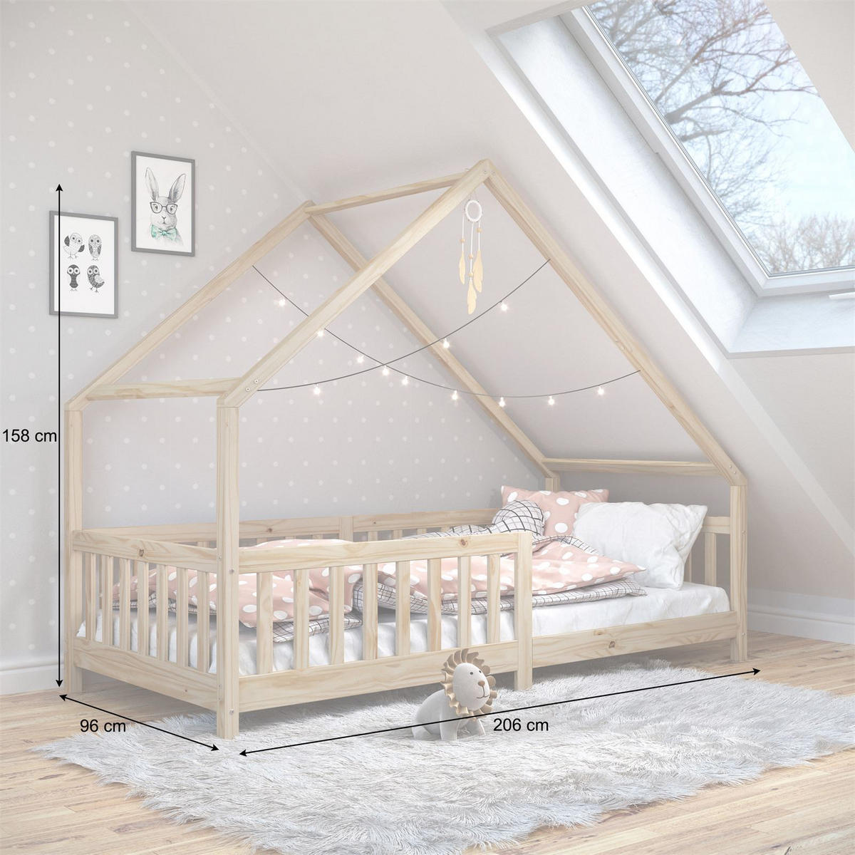 HAUSBETT CORA 90X200 CM - Naturfarben, Holz (96/158/206cm) - IDIMEX