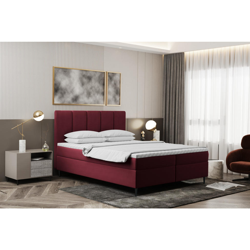 Thumbnail - Kaiser Möbel Boxbett, Rot, Textil, Balkeneiche, 2 Schubladen, H3, Höhe ca. 20 cm, einzeln stellbar, 140x200 cm, Reach, S...