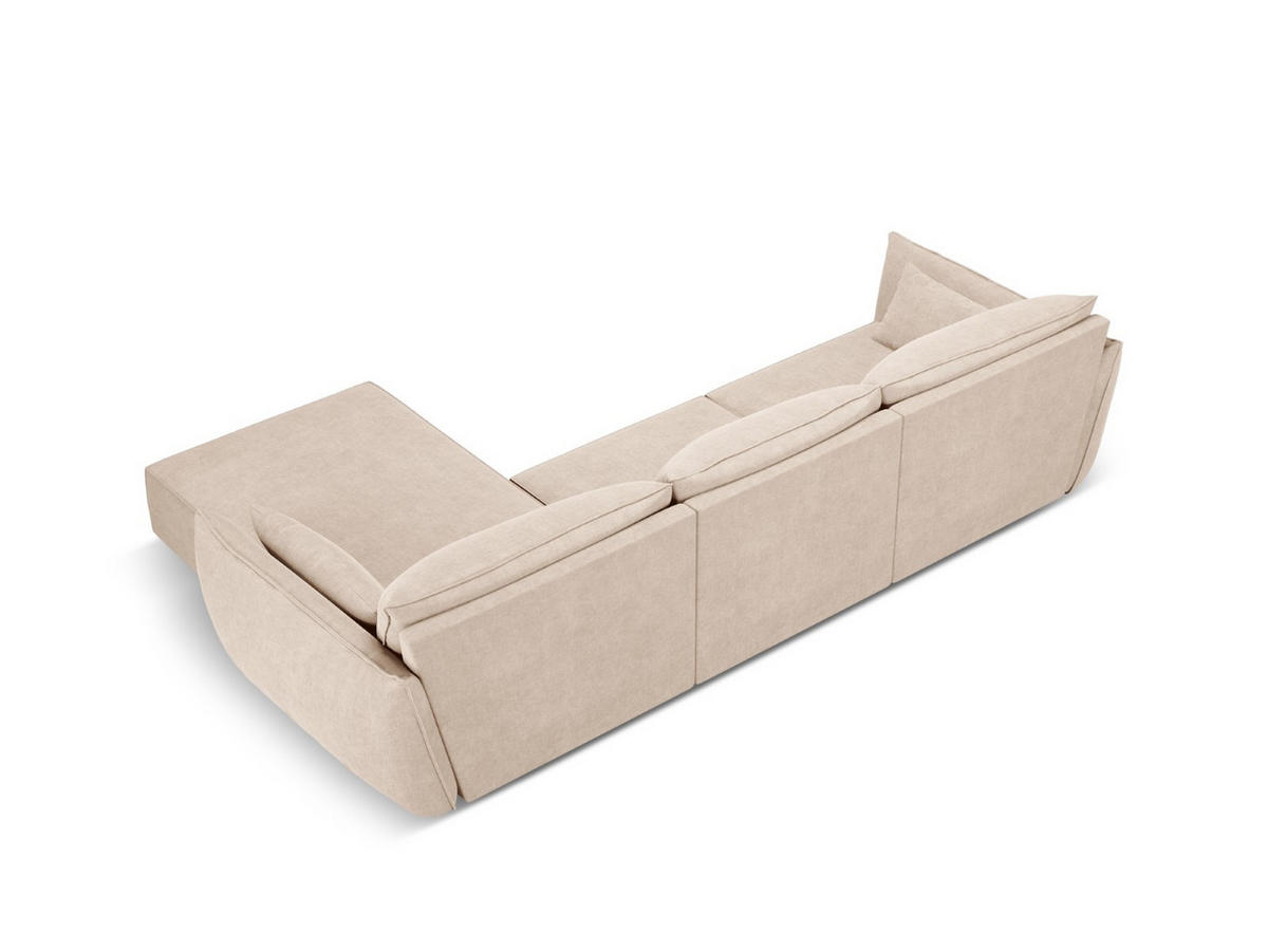 ECKSOFA rechts Kaelle aus Chenille-Stoff beige 4 Sitzplätze - Beige, Textil (171/308cm) - Micadoni