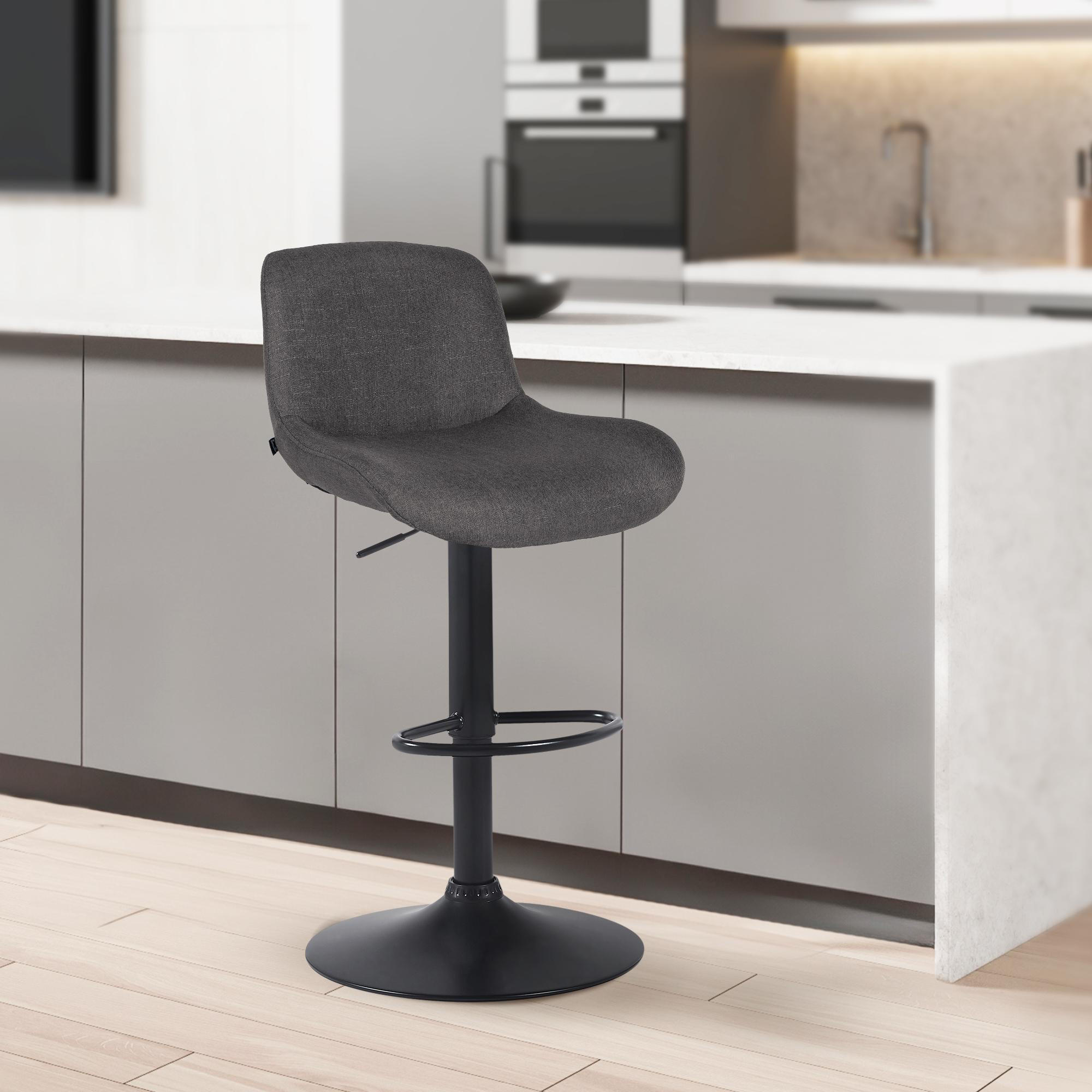 BARHOCKER 2er Set Stoff Dunkelgrau - Dunkelgrau/Schwarz, Textil/Metall (50/85/50cm) - CLP