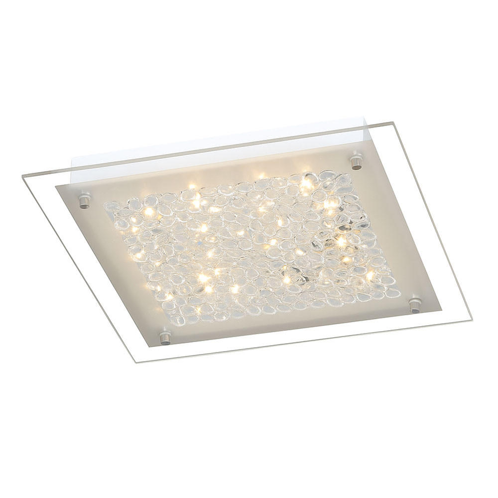 LED DECKENLEUCHTE Merle Chrom Weiß - Weiß, Glas (25/25/5cm) - Wofi