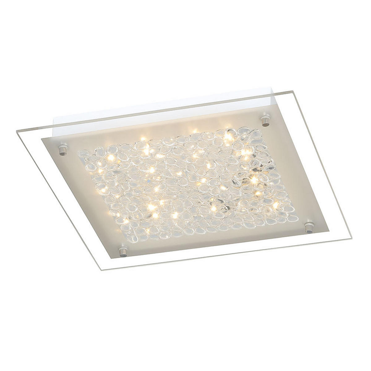 LED DECKENLEUCHTE Merle Chrom Weiß - Weiß, Glas (25/25/5cm) - Wofi