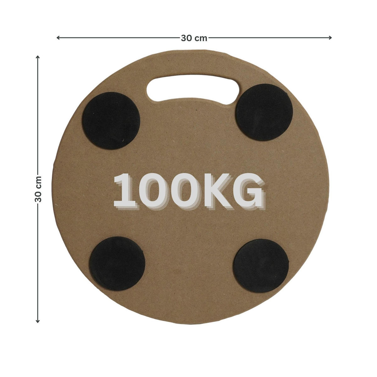 TRANSPORTROLLER 4er-Set mit 4 Rollen Rund 11x30x30 cm Traglast 100kg MDF Holzplatte Braun - Braun, Holzwerkstoff (30/30/11cm) - PROREGAL