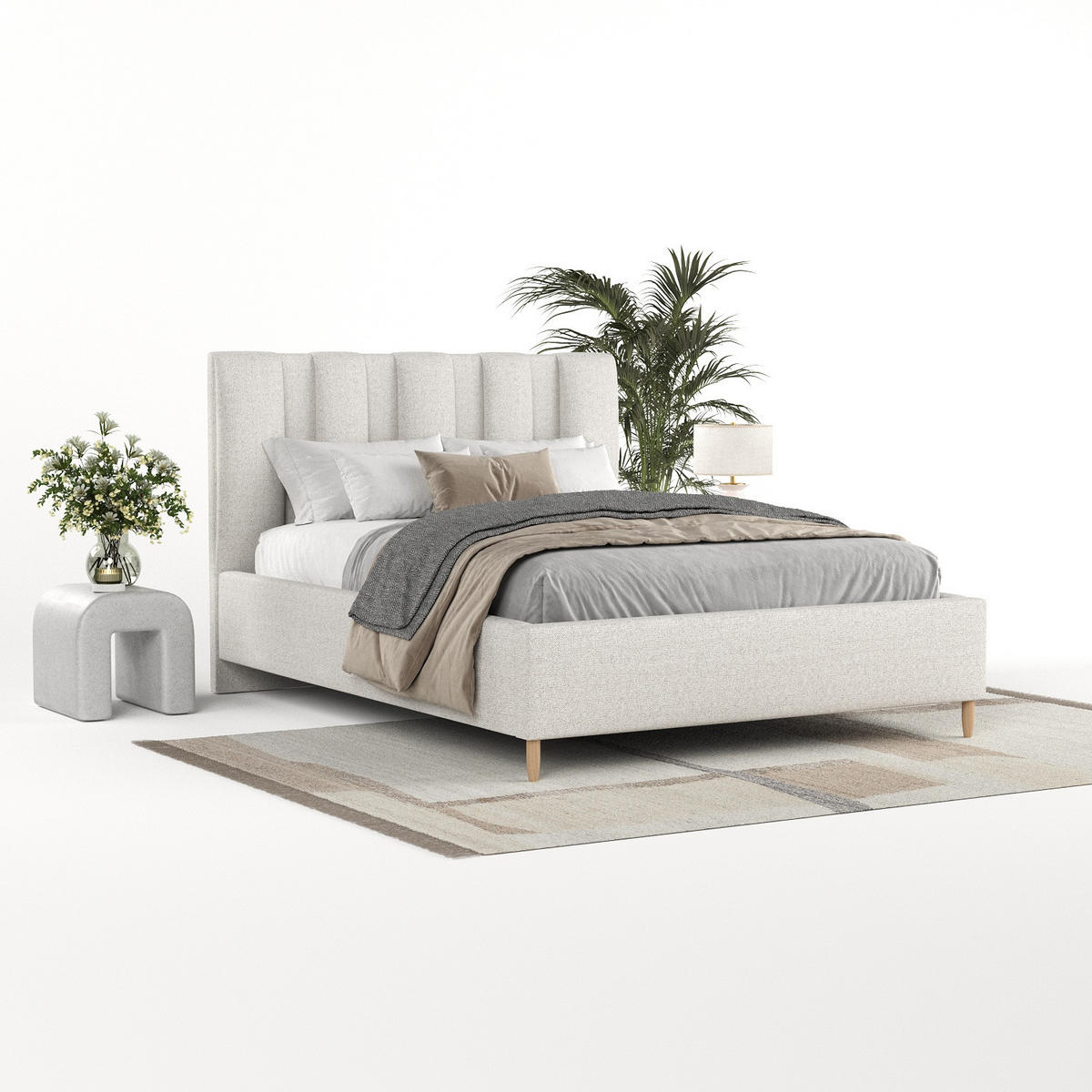 POLSTERBETT Loom 180/200 cm Hellbeige im Riva Stoff - Beige/Naturfarben, Holz/Holzwerkstoff (180/200cm) - AltaBeds