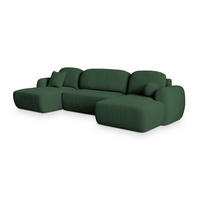 ROHOVÁ SEDAČKA SAVONA zelená barva - černá/zelená barva, dřevo/textil (320/148cm) - MASSENO