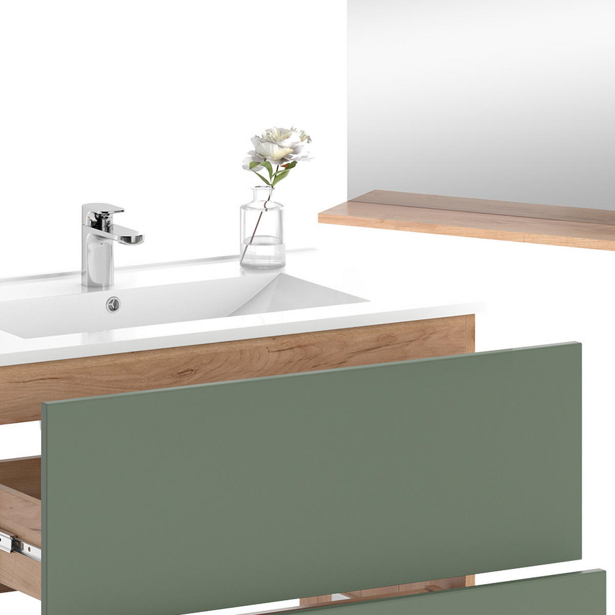 Eichefarben/Grün, Holzwerkstoff (80/59.3/46cm) - Vicco