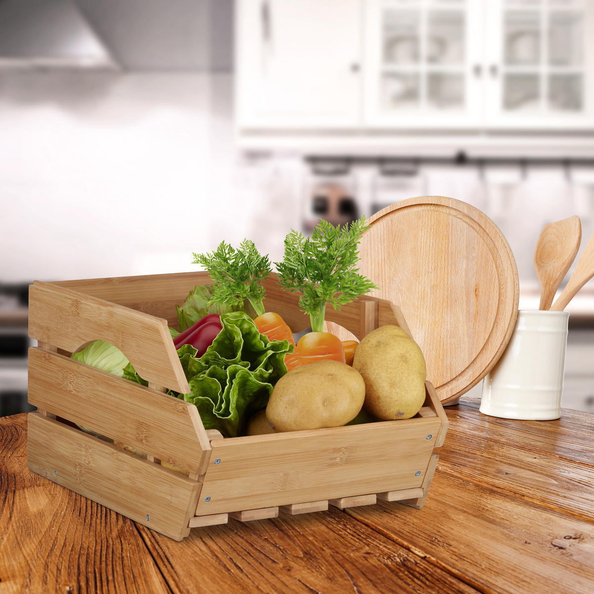 STAPELKISTE - Hellbraun, Holz (27/20.5/38cm) - Relaxdays