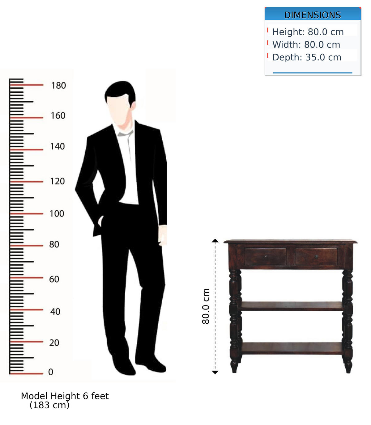 BEISTELLTISCH Rich-Cherry-Finish, 2 Schubladen, 2 große offene Regale, Dunkelbraun - Dunkelbraun, Holz (80/35/80cm) - Artisan Furniture