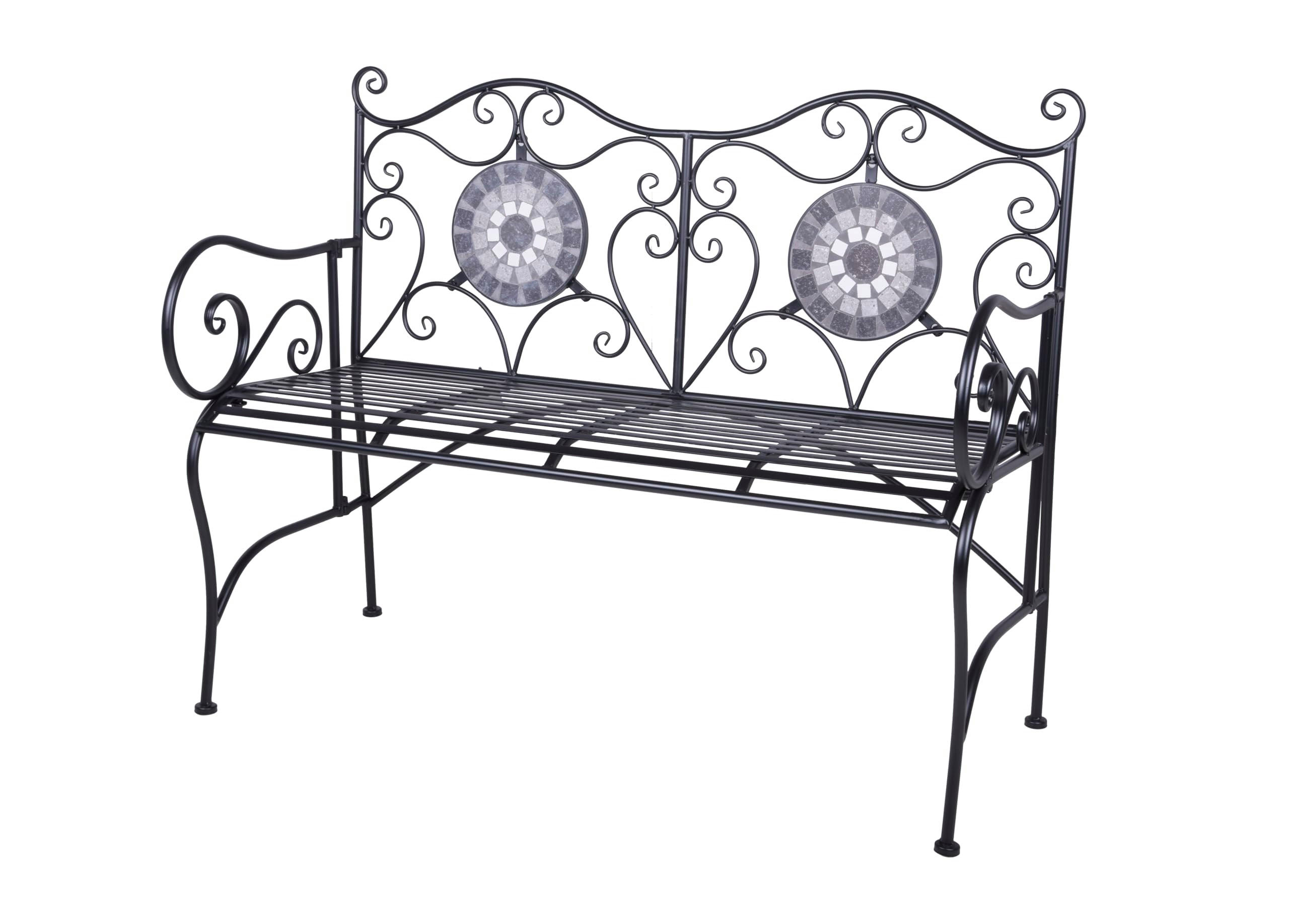 GARTENBANK Tino Terrassenbank - Schwarz, Metall (53/90.5/116cm) - DELUKE